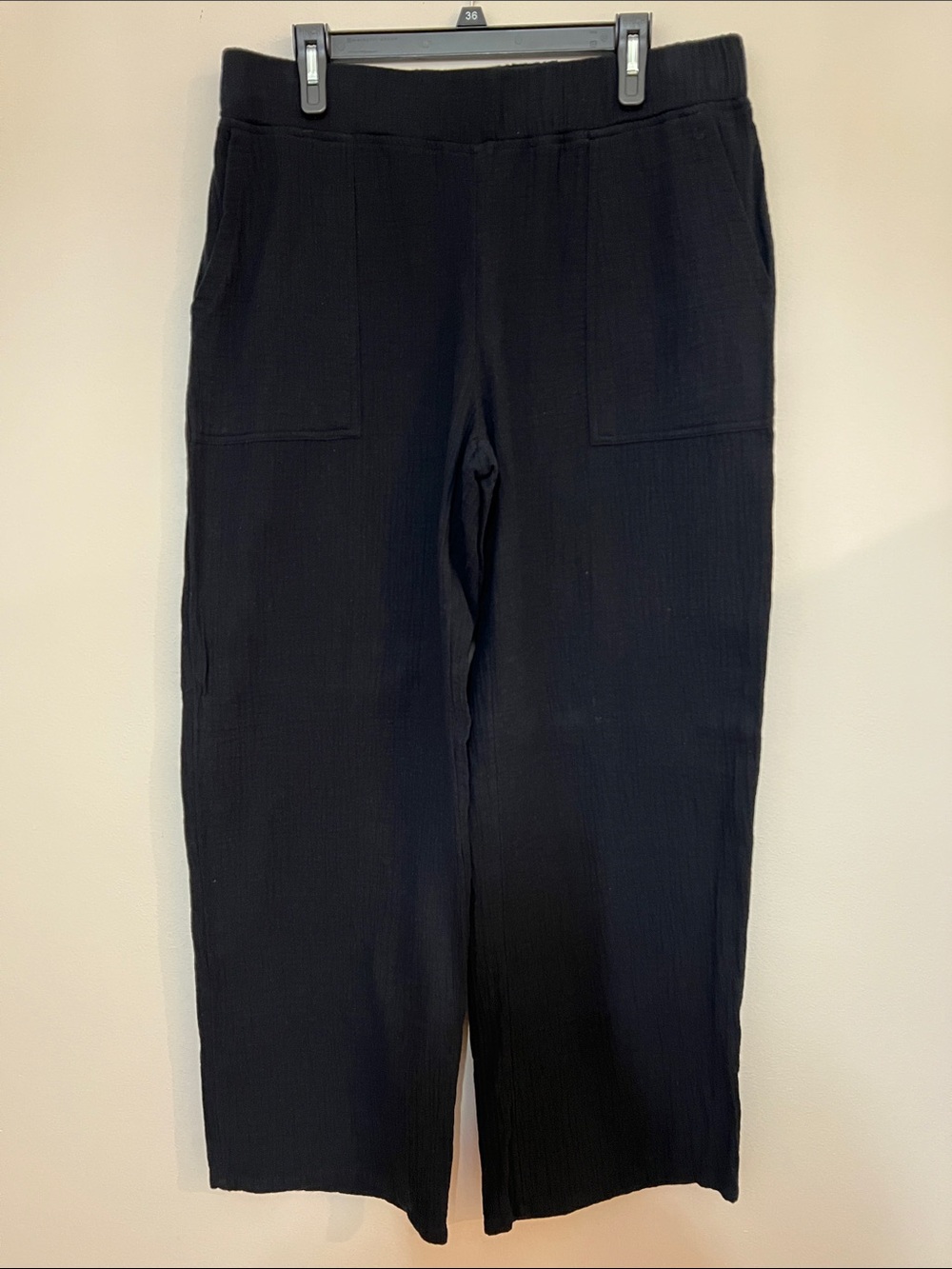LOGO by Lori Goldstein Black Wide-Leg Beach To Street Cotton Gauze Pants SZ LG